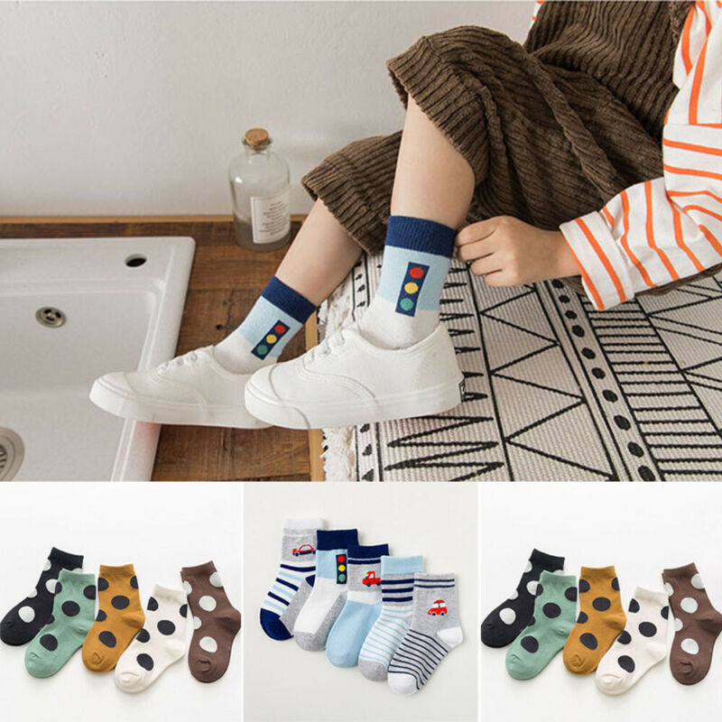 1-8Y 5 Pairs/sets Baby Jongen Meisje Katoenen Sokken Crew Enkelsokken Lot Casual Mode Kids Baby Sokken