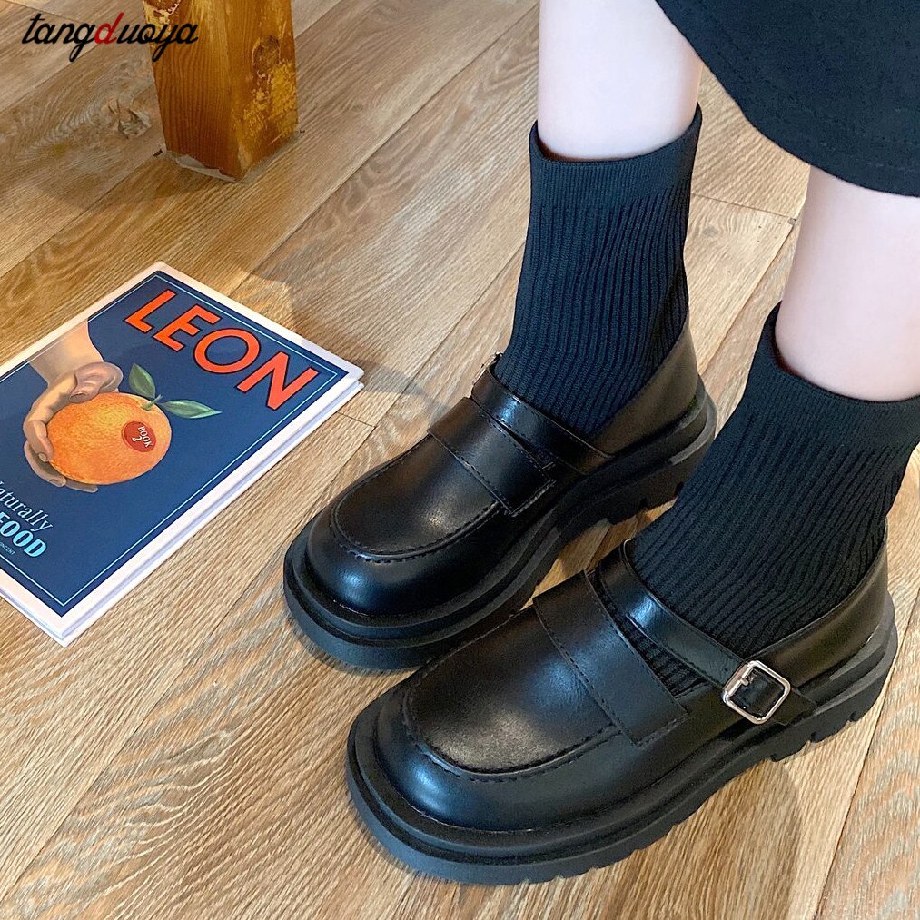 Lolita schuhe plattform Schwarz hoch Fersen Schuhe Frauen Pumpen Plattform Schuhe Frau Runde Kappe Maria Jane Schuhe stiefel frauen