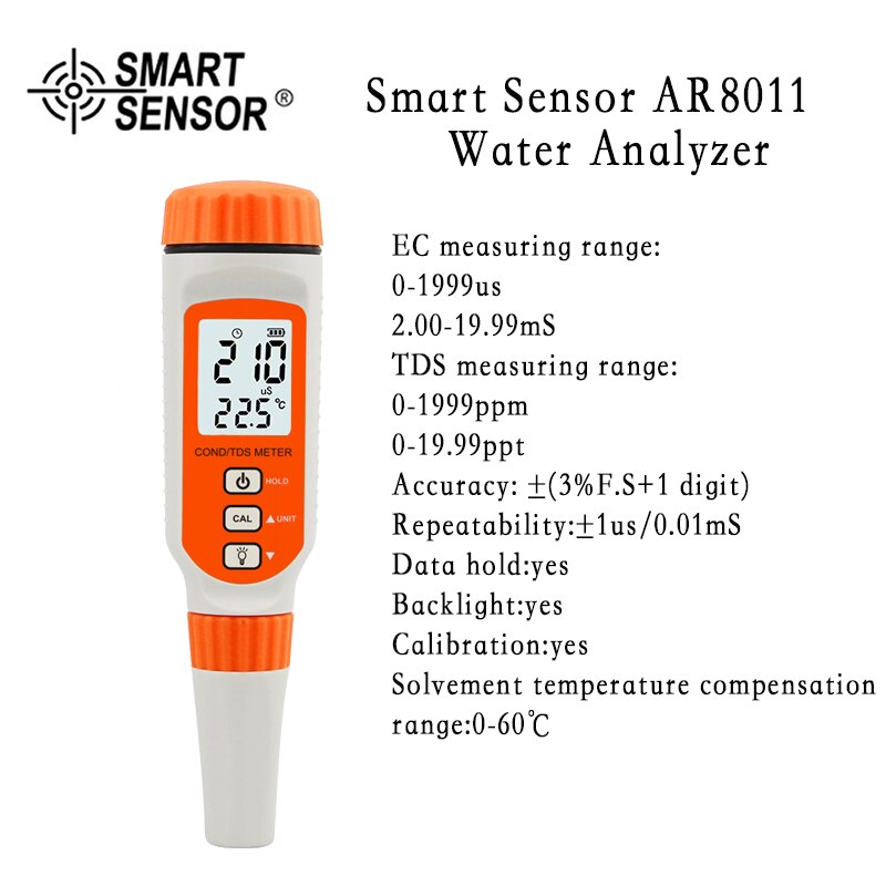 Water Analyzer Geleidbaarheid Monitor Digitale Lcd Backlight Ec Tds Temp Meter Aquarium Meting