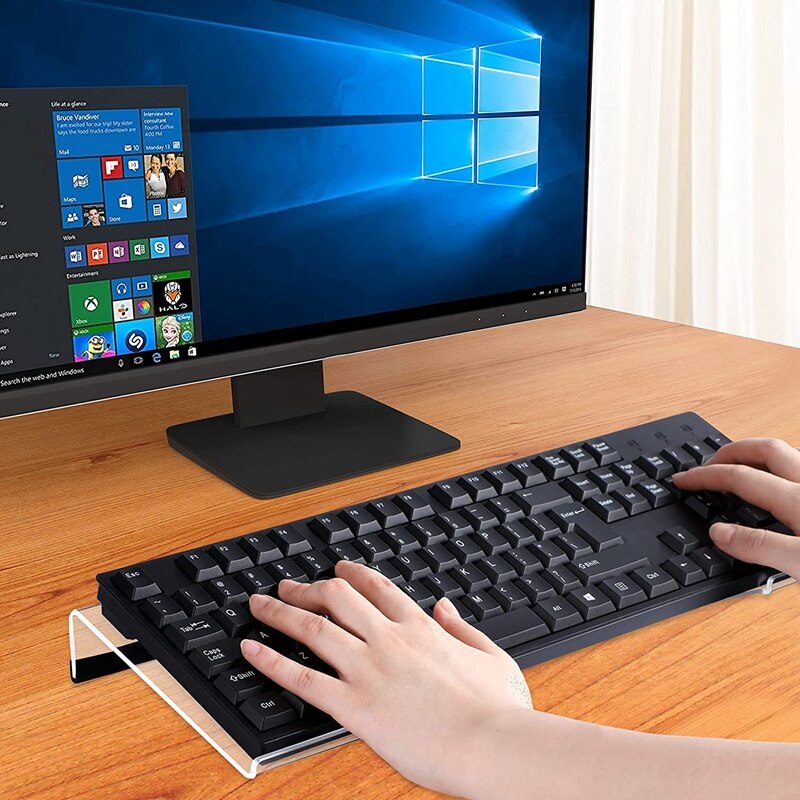 Acrylic Keyboard Holder,Acrylic Tilted Computer Keyboard Holder Clear Keyboard Stand for Ergonomic Typing Office Desk