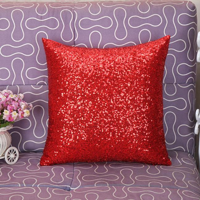 40*40cm enfärgad glitter paljett kuddfodral café bilbarnstol capa poszewki na poduszki dekoracyjne: Röd