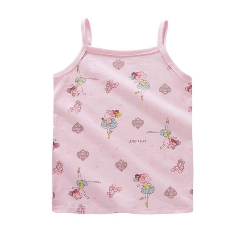 Baby pige ærmeløse tanks veste børn bomuld blonde tøj tegneserie tanks veste baby piger toppe tøj til 2-6 år børn: F / 6
