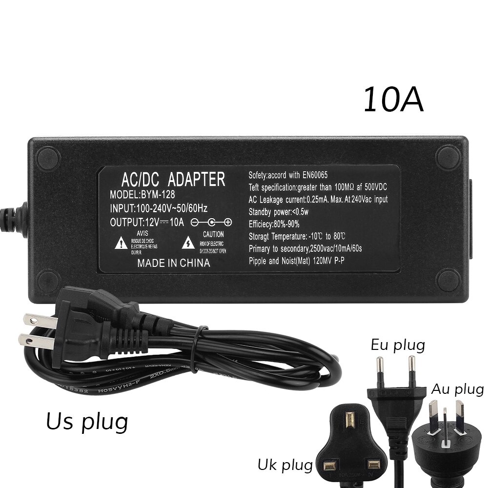 120W DC 12V 10A Power Supply EU/US/UK/AU Plug Adapter AC110-220V to DC12V Transformer Charge for Led Strip CCTV System