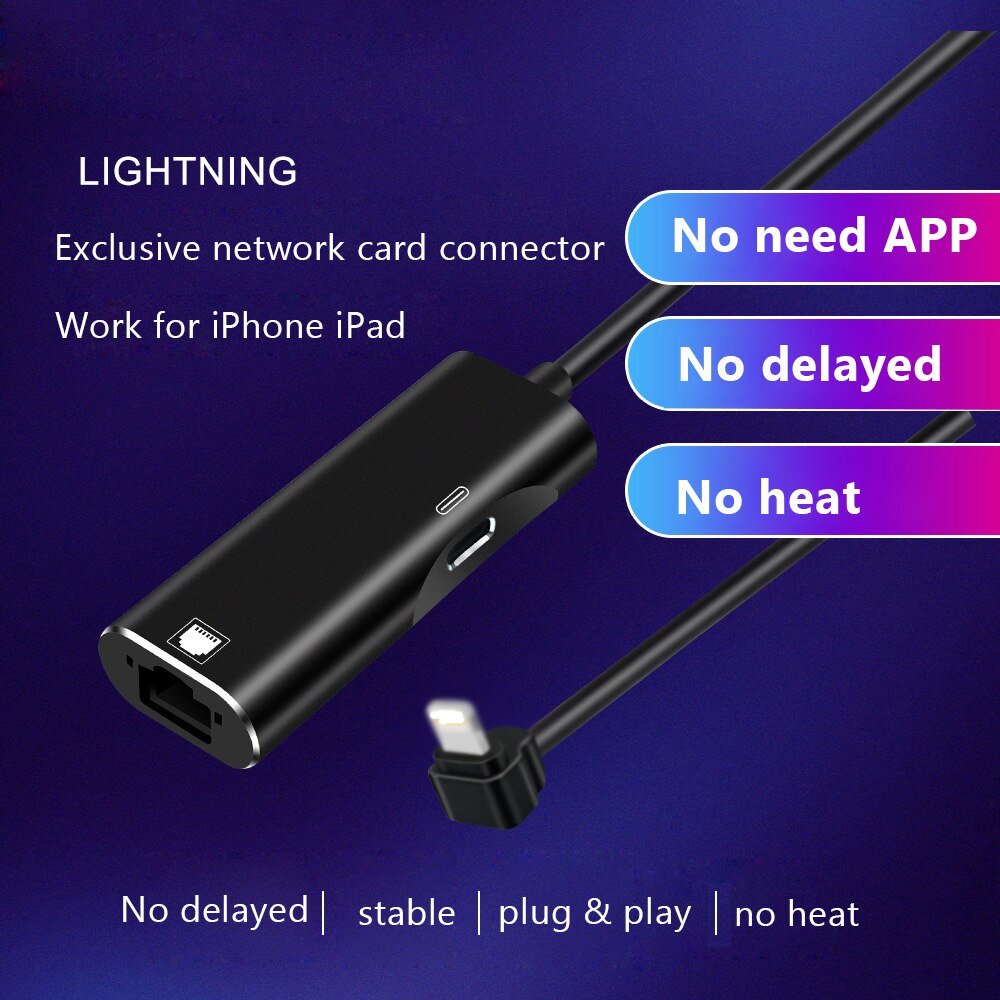 Adapter for iphone to RJ45 Ethernet Charging Adapter Lightning to RJ45 Ethernet LAN Wired Network Cable USB for iPad IOS Adapter