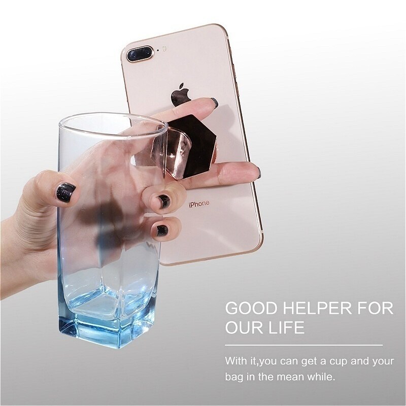 Plating Pocketsocket Support Finger Grip Holder Stand for IPhone X Samsung Huawei Pocket Socket Air Bag Cell Phone Bracket Mount