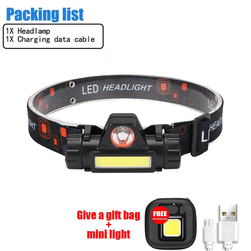 Bærbar mini kraftfuld led-pandelampe xpe+cob usb genopladelig jagtpandelampe vandtæt pandelampe med magnetisk hale: Kold hvid