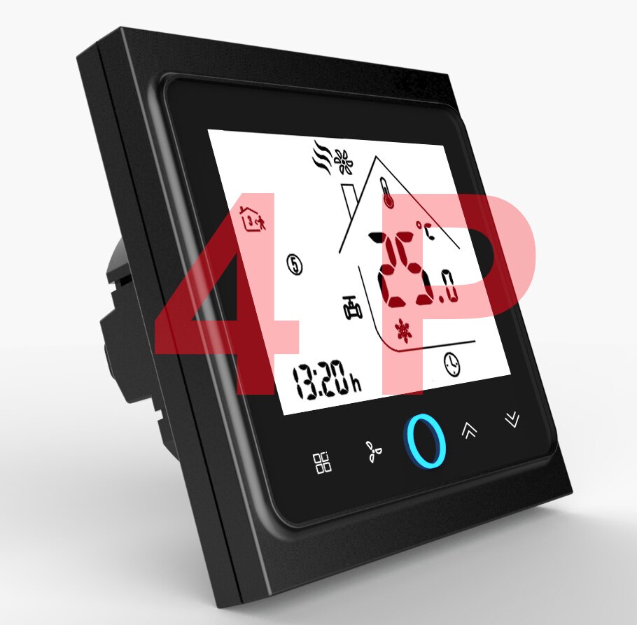 24V/95~240V 2pipe 4pipe temperature control thermostat degrees for heat cool temp: BLACK 4pipe / 95-240VAC