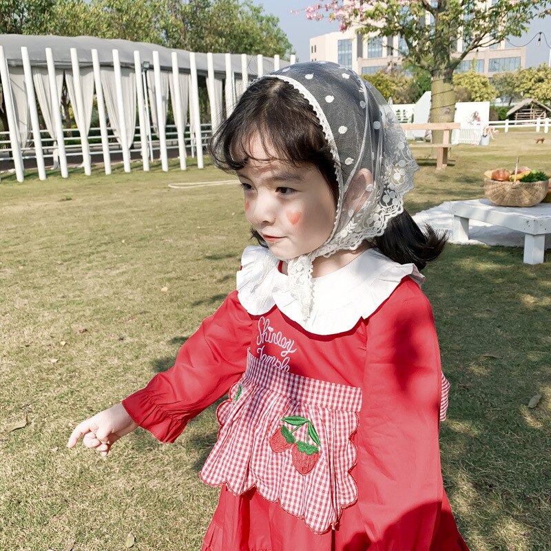 Piger søde lolita kjole søde kawaii jordbær kjole børn tegneserie prinsesse kjole lille rødhætte kostume teselskab