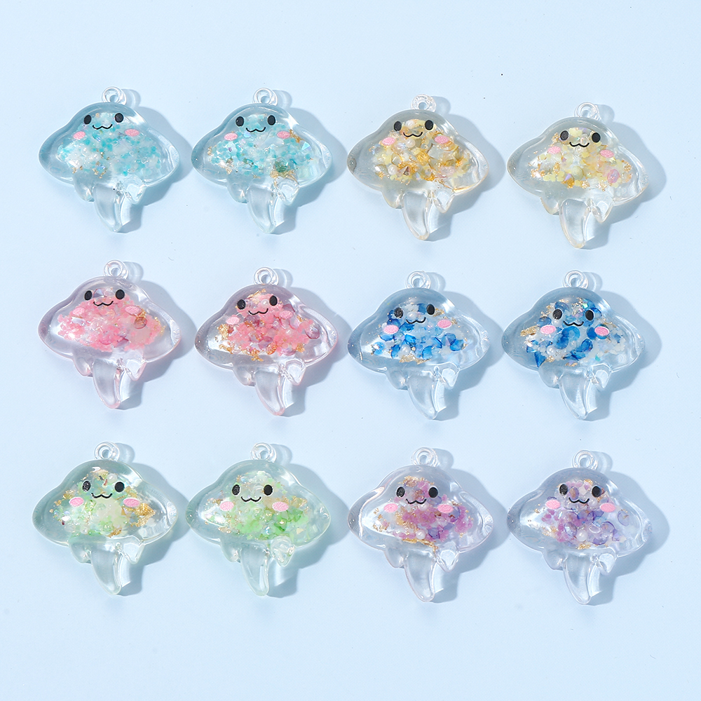 10Pcs 30mm Charm Luminous Resin Pendant Glow-in-the-Dark Colorful Transparent Jellyfish Pendant For DIY Necklace Jewelry Making