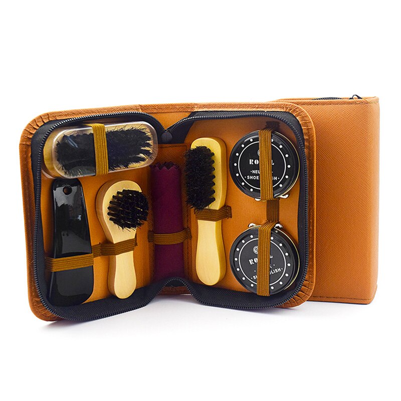 Xr-Kit de cuidado de zapatos, Herramientas de limpieza de calzado de cuero, tamaño de viaje