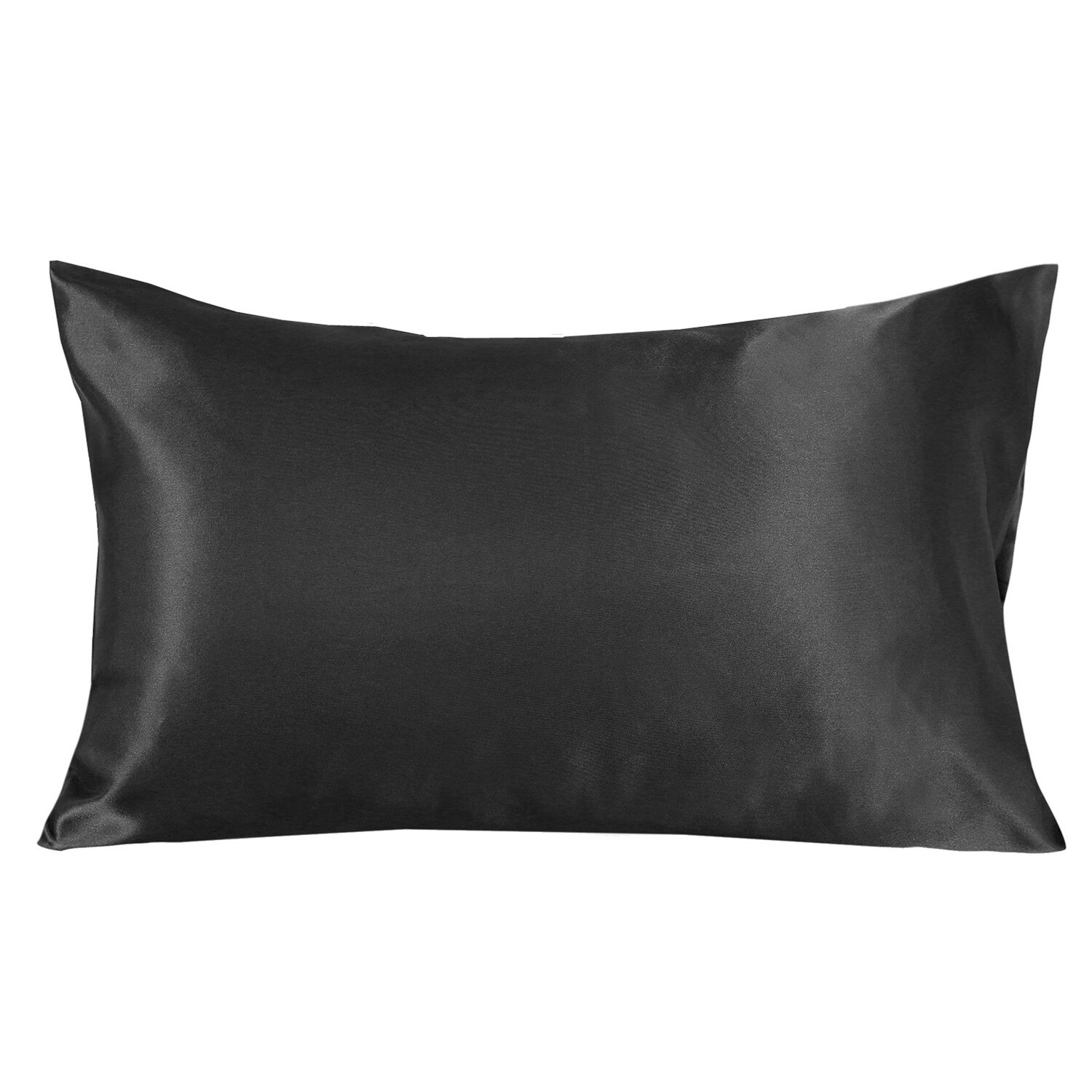 Funda de almohada de seda 100% para decoración del hogar, funda de almohada de satén sedoso, de belleza, cómoda: 470*1200 mm / Negro