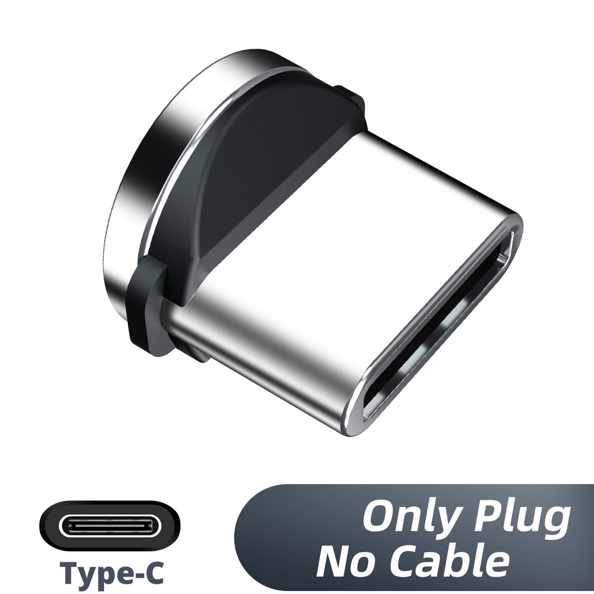 Usb typ c magnetkabel micro usb magnetisk laddningskabel 1m 2m 2.4a magnetkontakt snabbladdare mobiltelefon 3 in 1 laddningssladd: Bara typ c-kontakt / 1m