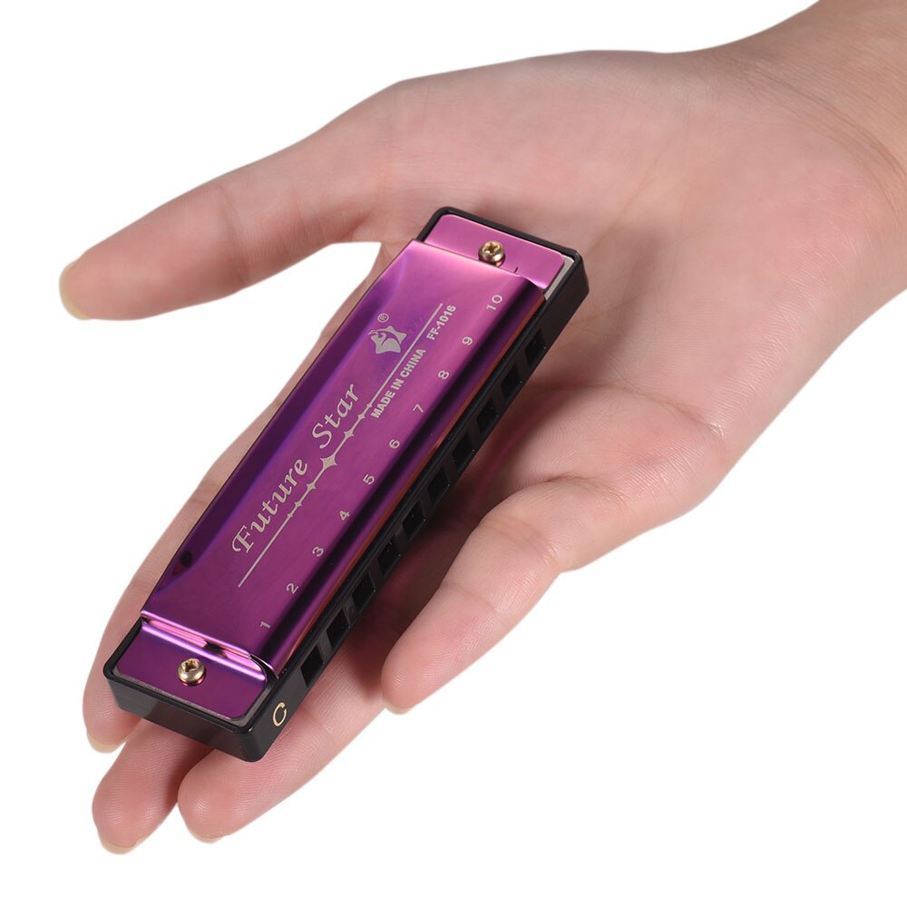 Sleutel Van C Diatonische Harmonica Mouthorgan Met Abs Riet Spiegel Oppervlak 10 Holes Blues Harmonica Voor Beginners 4 Kleuren: Paars