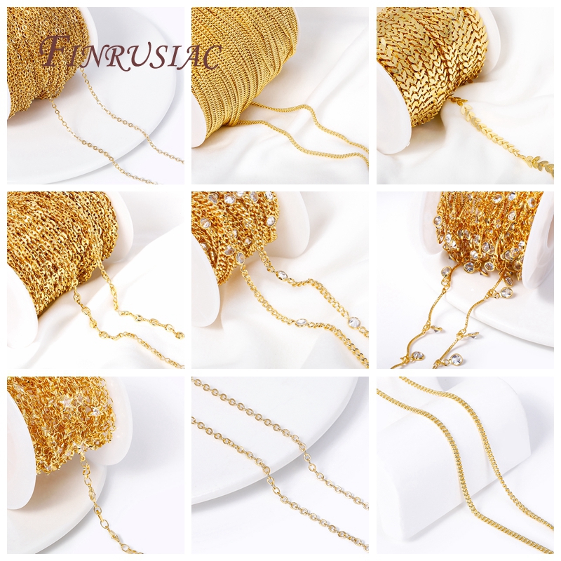 Metallkjeder i bulk , 18k gullbelagte 2.7mm -leddskjeder til diy-halskjede, håndlagde smykkefremstillingsfunn, tilbehør