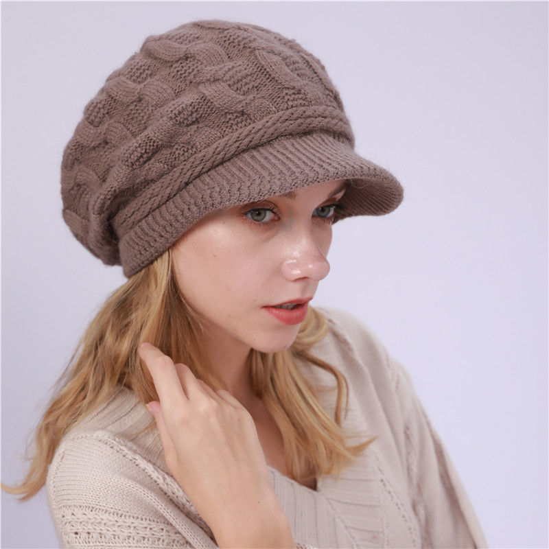 Chapeau en tricot pour femme, , ample, ample, en Crochet, décontracté, uni, doux, collection hiver: A