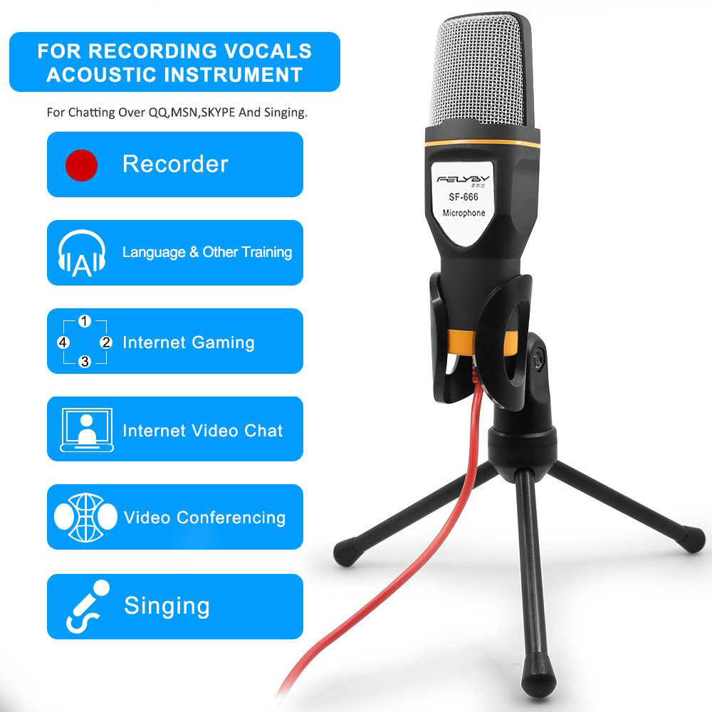FELYBY Condenser Microphone for Computer Wired Microphone Studio Recording for Phone for podcast lovers