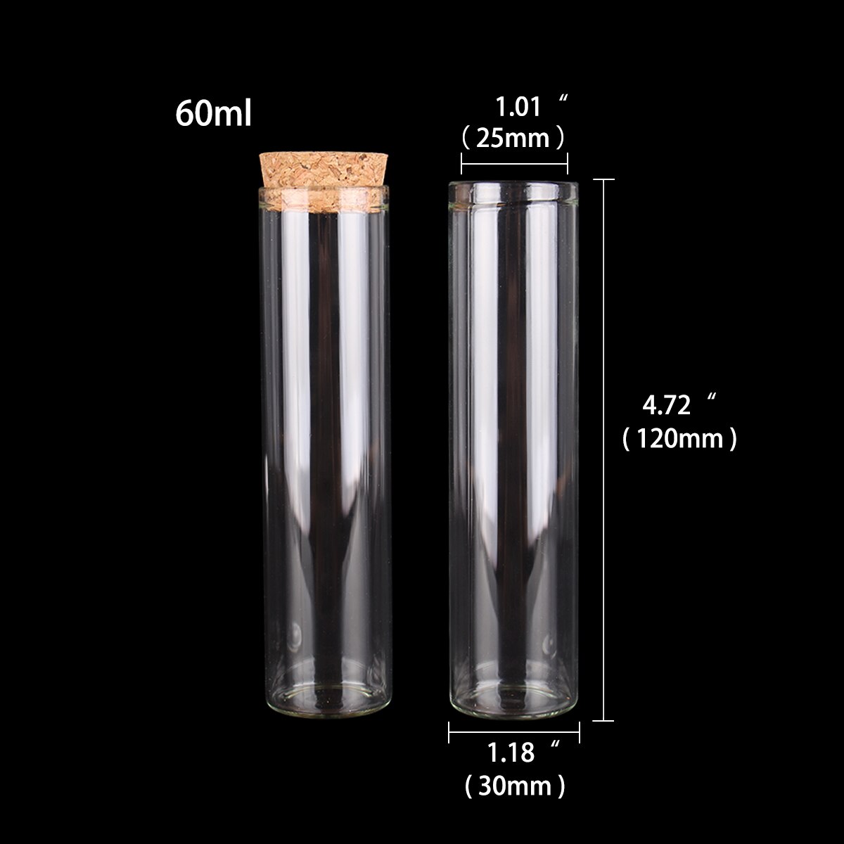 12 pieces/lot 15ml 20ml 25ml 30ml 40ml 45ml 50ml 55ml 60ml Glass Test Tubes With Cork Stopper Wishing Bottles for Art DIY Crafts: Orange