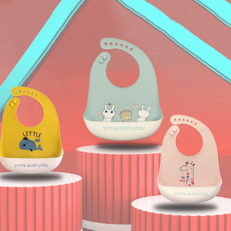 Baby Bib Cartoon Dier Siliconen Slabbetjes Speeksel Handdoek Peuter Jongens Meisjes Verstelbare Schorten Kinderen Burp Kleding