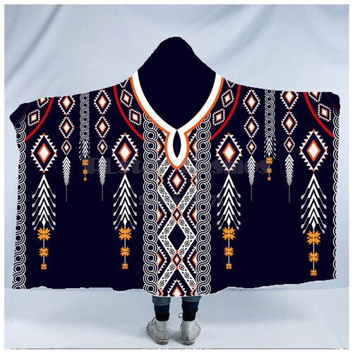 Plstar Cosmos niedźwiedź Totem/natywny indyjski koc z kapturem 3D pełny nadruk poręczny koc dorośli mężczyźni kobiety styl-5: Różowy / Kid 130(H)150(W)