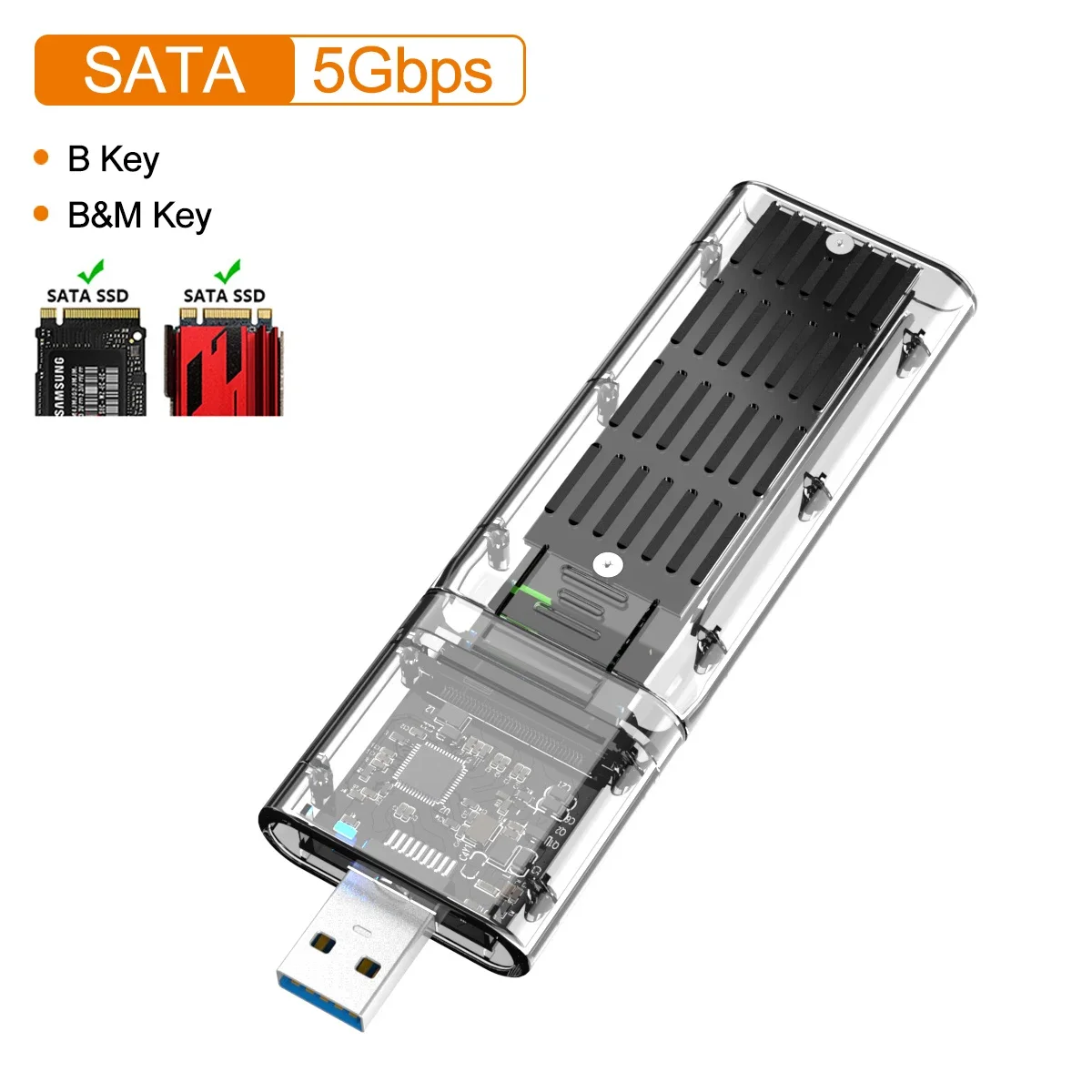 MAIWO M.2 NGFF SATA SSD Enclosure Case M.2 To USB 3.0 Gen 1 5Gbps High-speed SSD Enclosure For SATA NGFF SSD 2242 2260 2280mm: black