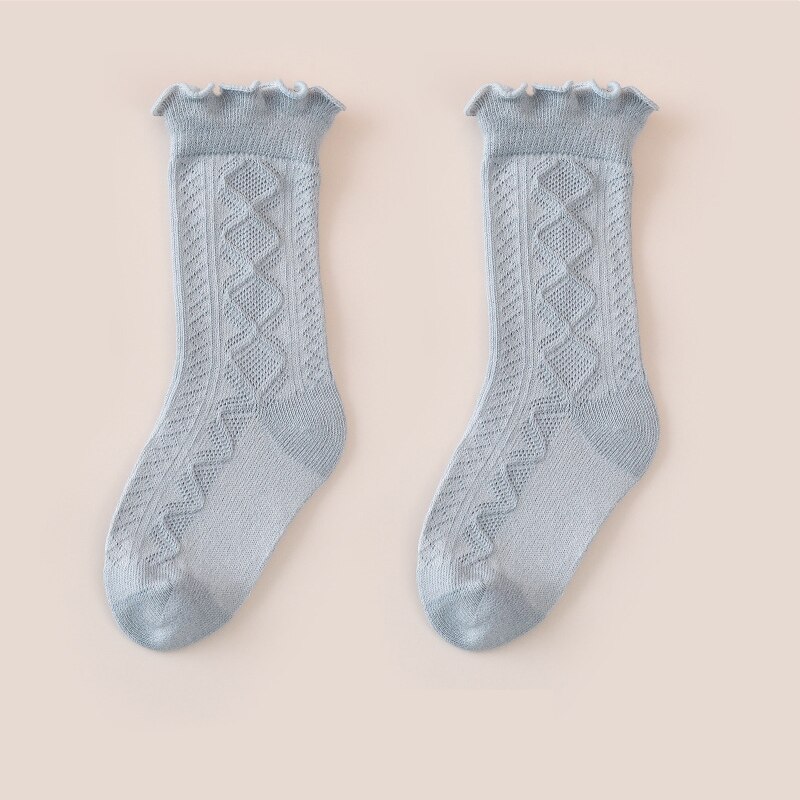 Herbst Winter Warme Baby Socken Nette Einfarbig Lang Säuglings Kleinkind Rüsche Socken Weiche Baumwolle Elastische freundlicher Mädchen Junge Boden socken: Blau