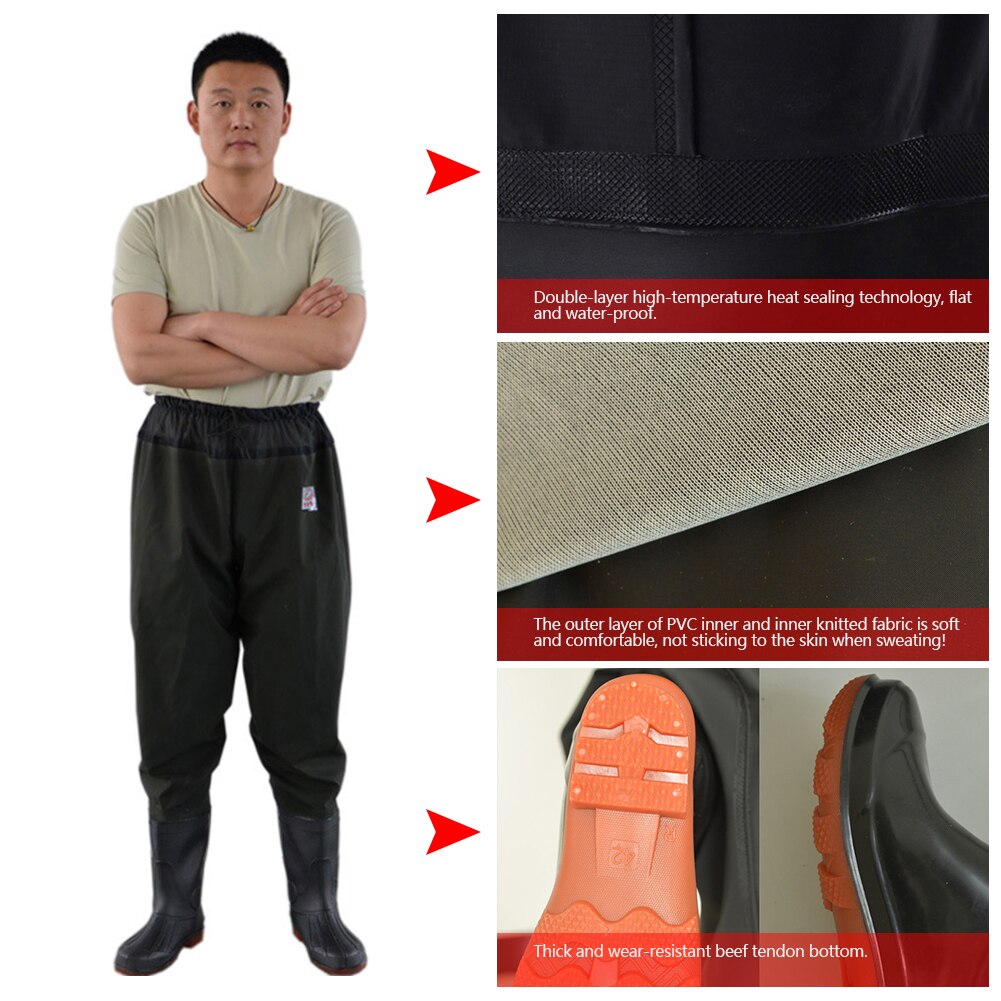 Fly Fishing Wading Pant Fishing Waders Pants Portable Breathable Waterproof Overalls Boots Clothes Stocking Foot for Men Women