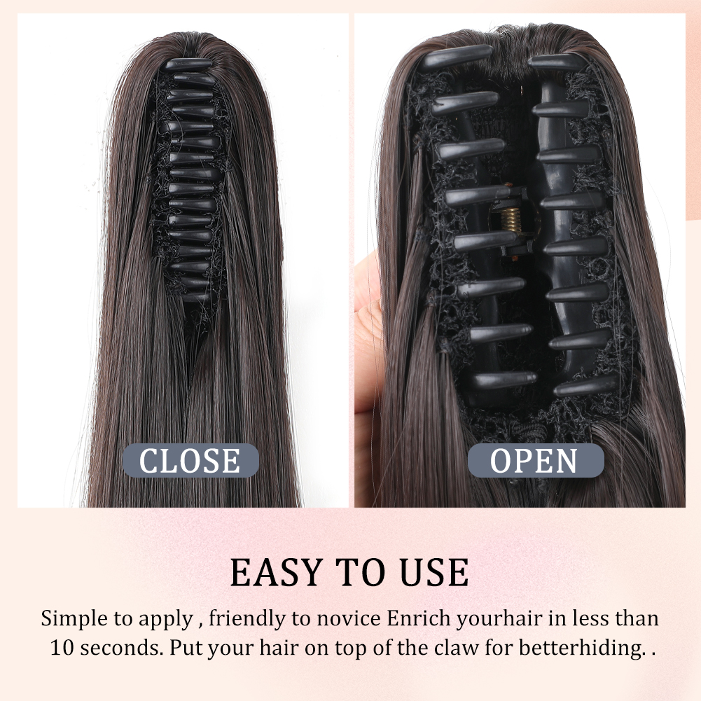 Cauda de pônei reta longa para mulheres, extensão de rabo de cavalo para meninas, cabelo sintético macio natural de alta qualidade, 20 in