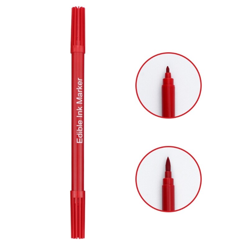 Y8AB Lebensmittel Klasse Zuckerguss Dekorieren Stift Mittagessen Verpackung Kuchen Kasten Lebensmittel Färbung Marker Dual-Gekippt Stifte freundlicher DIY: rot