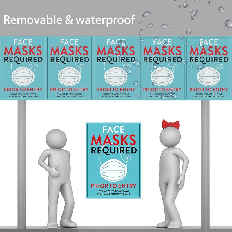30PCS FACE MASK Required Sign Decals Stickers Wall or Floor Signage Public Safety Decal for Office Restaurant Shop