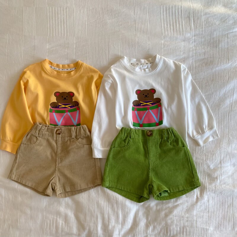 MILANCEL 2022 primavera nuovi vestiti per bambini pantaloncini per ragazze in velluto a coste pantaloncini per ragazzi Casual solidi pantaloni per bambini coreani