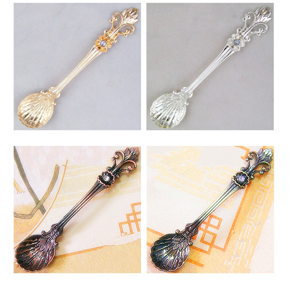 Vintage royal style Palace Carved Coffee Drink Condiment Spoon Tea Ice Cream balls milk Scoop