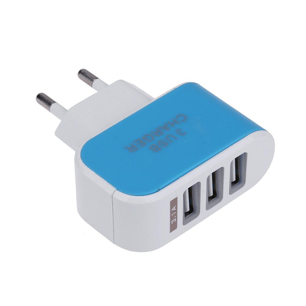 Multi-head resor snabb usb vägg bärbar mobilladdare (2a)  adapter eu plug 3 usb eu plug led mobiltelefon snabbladdare