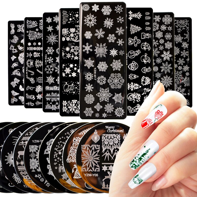 Weihnachten Nagel Kunst Druck Stanzen Vorlagen Edelstahl Schneeflocke Bilder Druck Platten Geometrische Stempel Schablone
