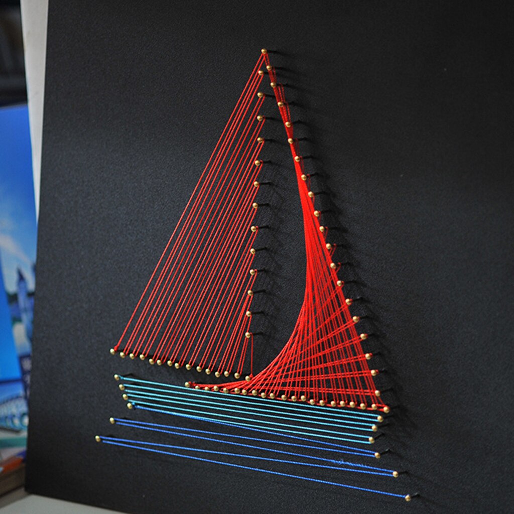 DIY Craft String Art Kits Handmade Ship Sailboat Painting for Kids Beginner Home Wall Decor