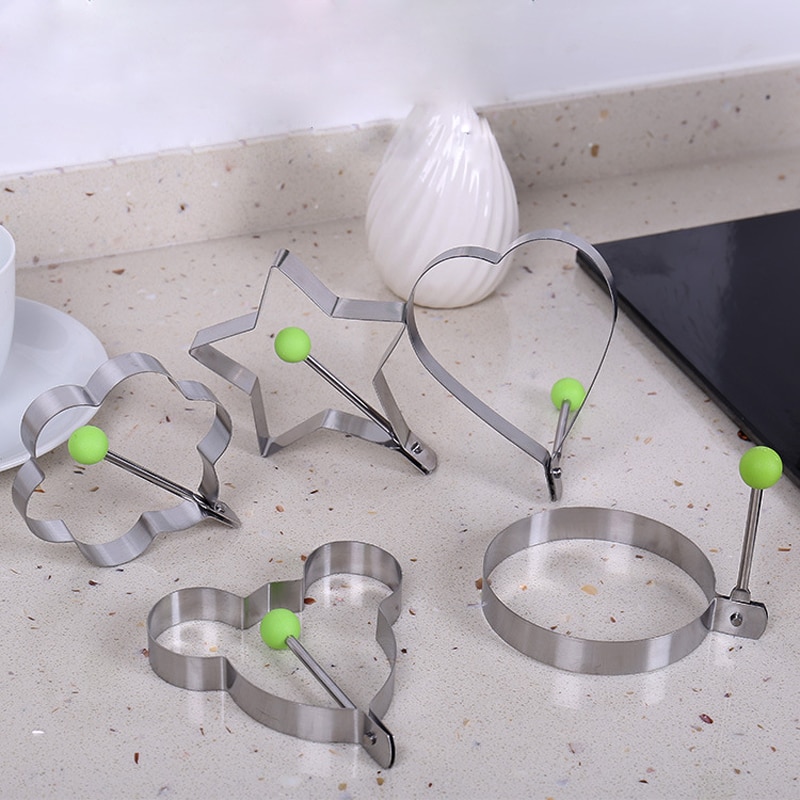 Moule à Omelette en acier inoxydable | Bricolage, anneaux d'œufs à frire, coeur rond à fleurs, étoile à souris en forme de souris, outils de cuisine