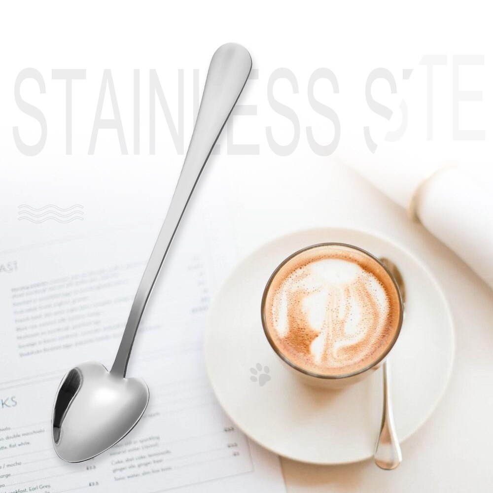 Multicolor Heart Shape Stainless Steel Spoon Small Dessert Tea Coffee Sugar Honey Ice Cream Scoop Kitchen Tableware Flatware