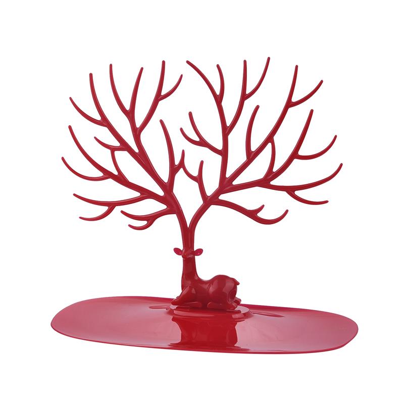 24/44/66 otwory stojak biżuteria Organizer do ekspozycji kolczyki wisiorki bransoletki stojak na biżuterię z drewnianą podstawą kolczyki stojak do przechowywania: D-Red