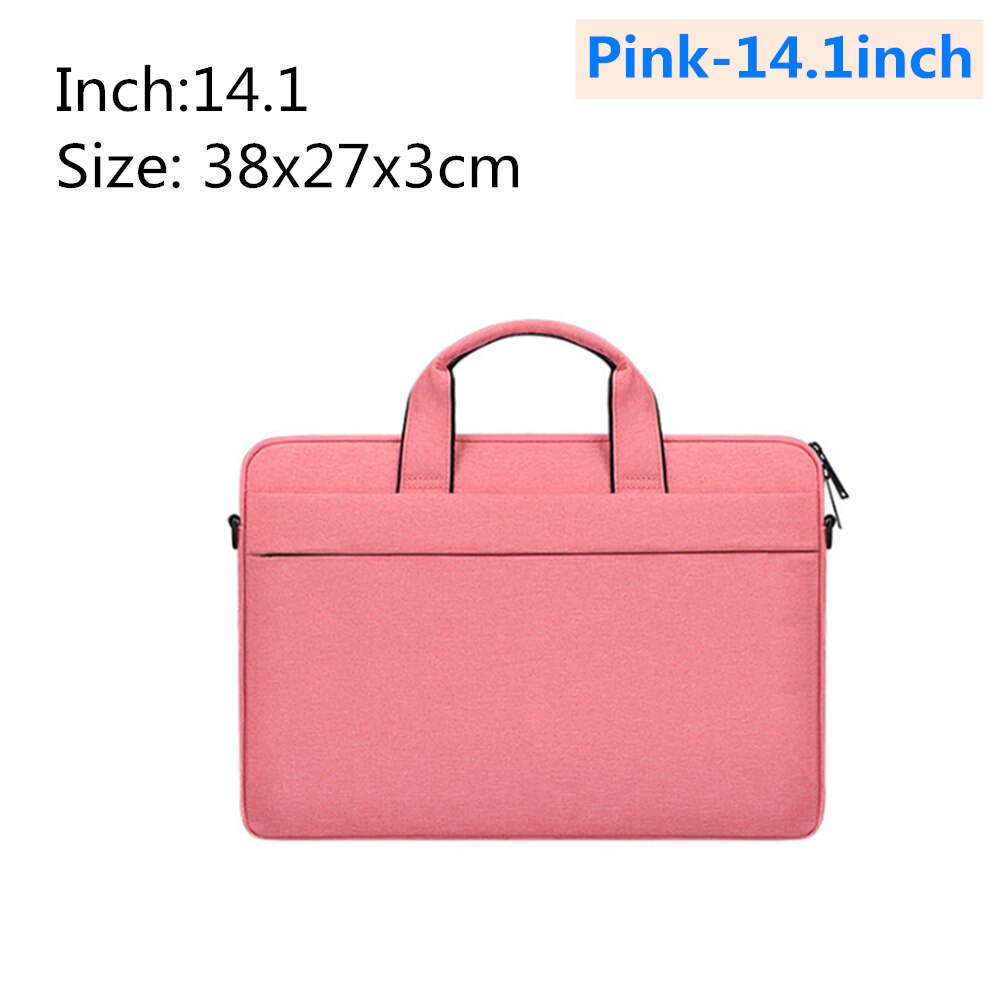 Waterproof Laptop Bag 13.3 14.1 15.4 15.6 inch For Macbook Air Pro 15.6 inch for Apple Notebook shoulder diagonal Briefcase: Pink-14.1inch