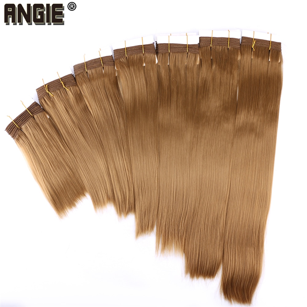Angie-tissage synthétique lisse, soyeux, Extensions pour femmes, 8 à 20 pouces, mèche en Fiber