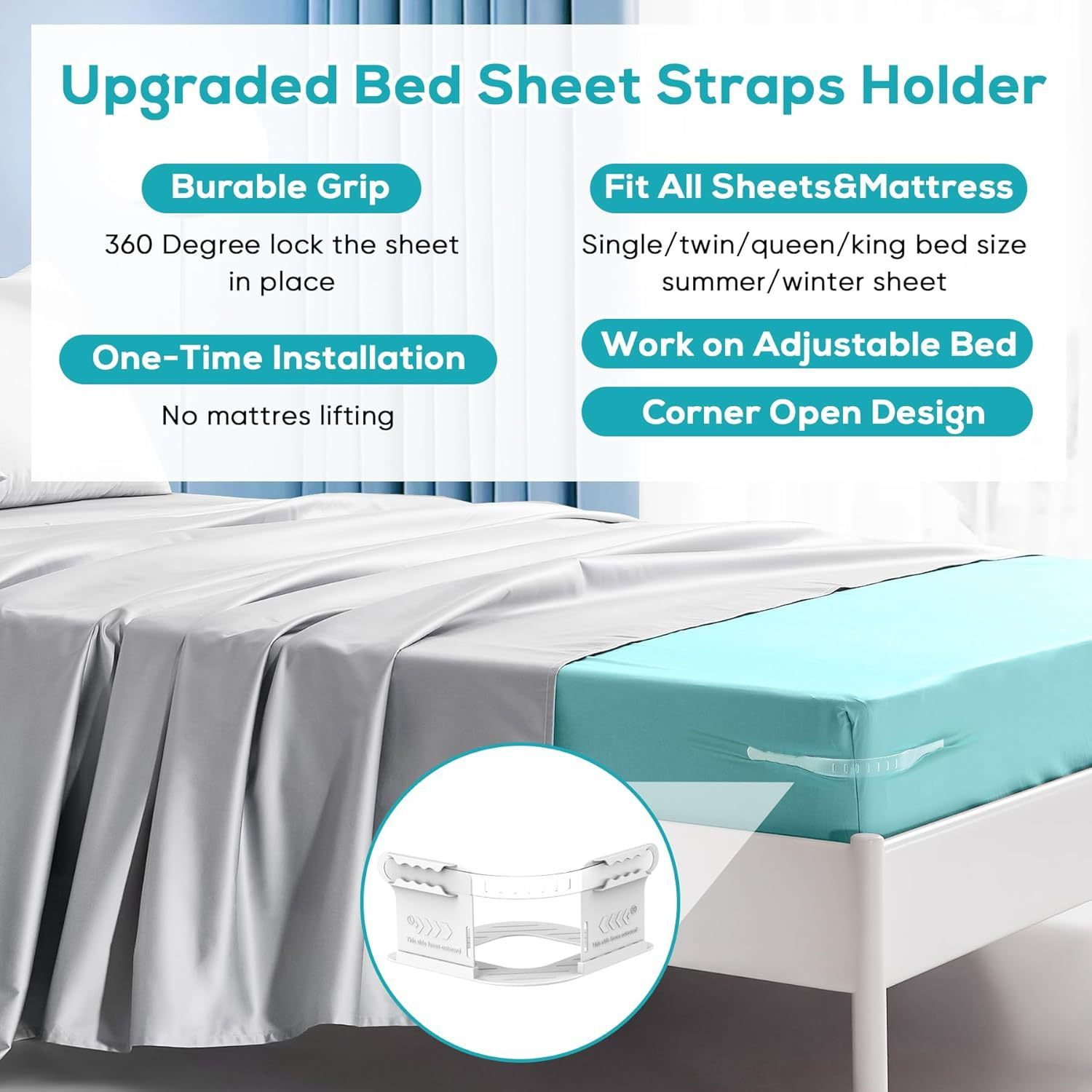4pcs Heavy Duty Bedsheet Corner Tightener Clips High materials durable and reliable Bed Sheet Grippers for Protector