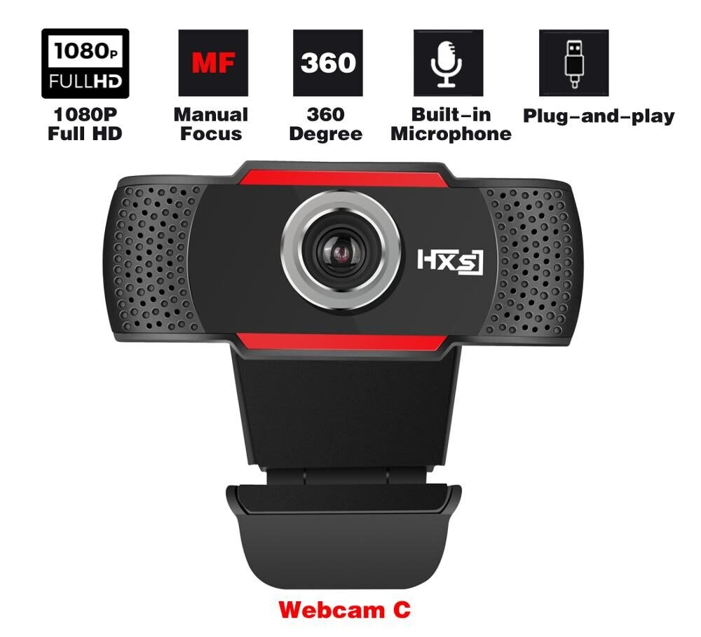HD 1080P Webcam USB Mini Computer Camera Built-in Microphone, Flexible Rotatable for Laptops Desktop and Gamer for dropshopping: 1080P C