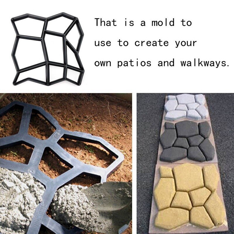 Manually Paving DIY Brick Plastic Path Maker Mold Reusable Concrete Cement Stone Paver Walk Mould For Park Garden