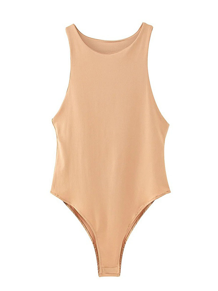Été solide sexy moulante femmes body femme 4 couleur vert mince body décontracté chic dame club court combishorts femme: L / Kaki