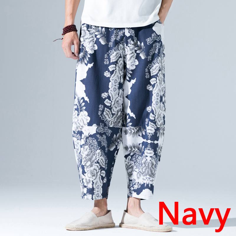 lässig Hosen Strand Hiphop Männer Haram Hosen Frauen Breite Beine Schlauch ausgebeult verlieren Hosen Jogginghose keuchen tanzen 3XL: Marine / XXL