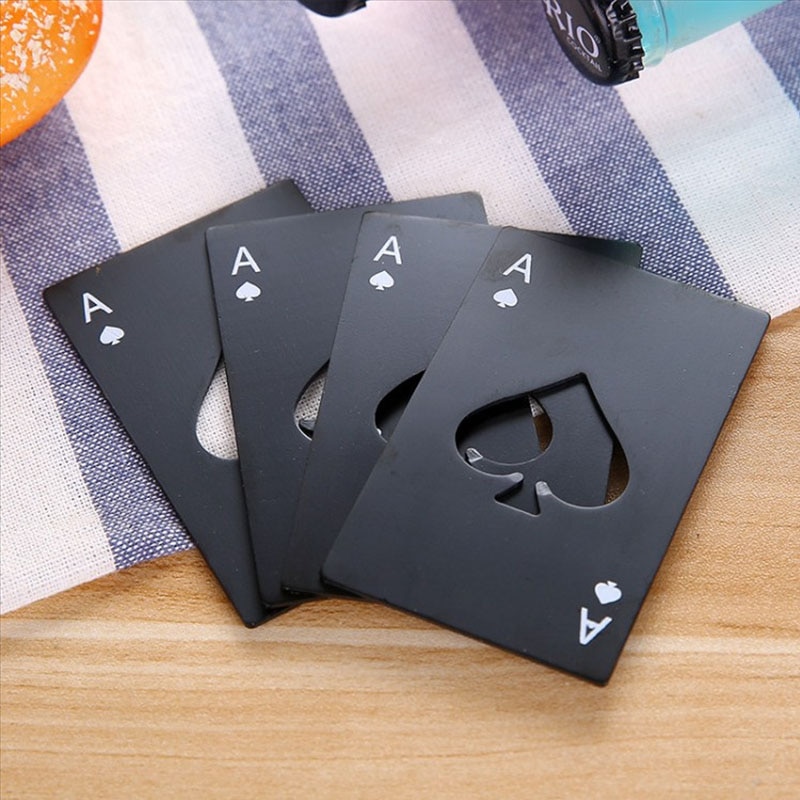 Poker es af spader form stilfuld rustfrit stål øl vin soda glas flaske låg åbner bærbare bar værktøjer