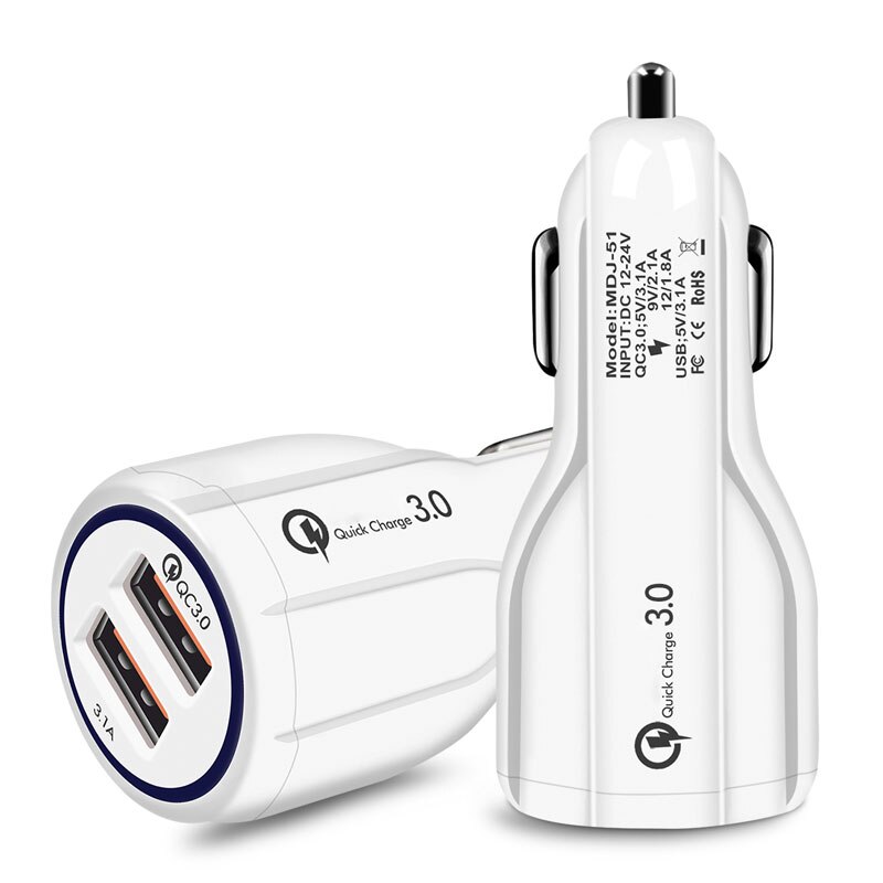 5v 3.1a qc3.0 dual usb autolaturi 2 porttia pikalataus 30w 12v-24v yleisvirtalähde iphone samsung xiaomi huawei: 1pc valkoista