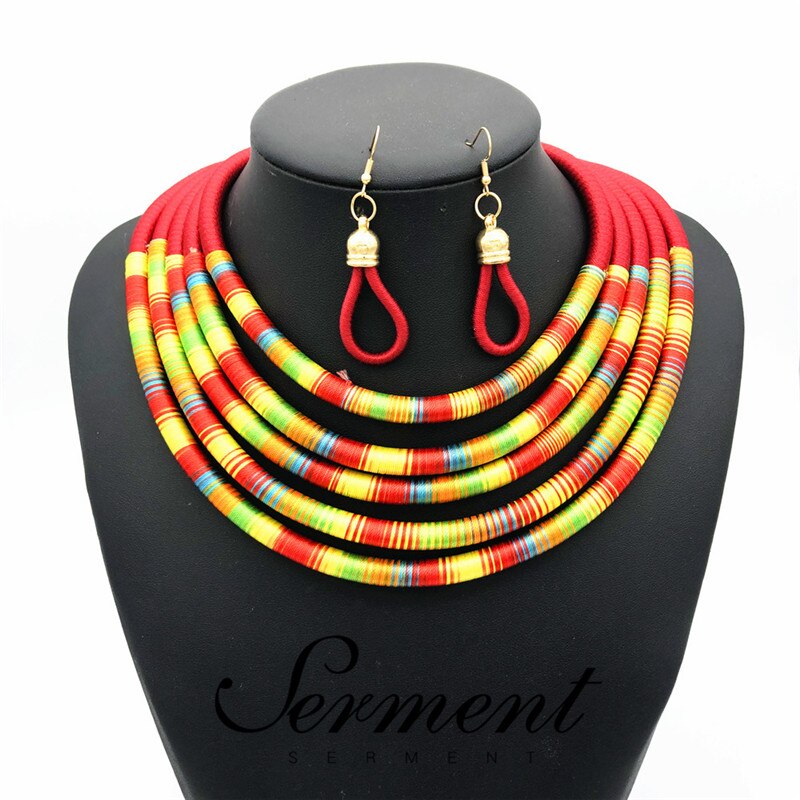 Collier multicouche de Style africain de SERMENT fermoir magnétique tissé européen collier exagéré bijoux de colorisés