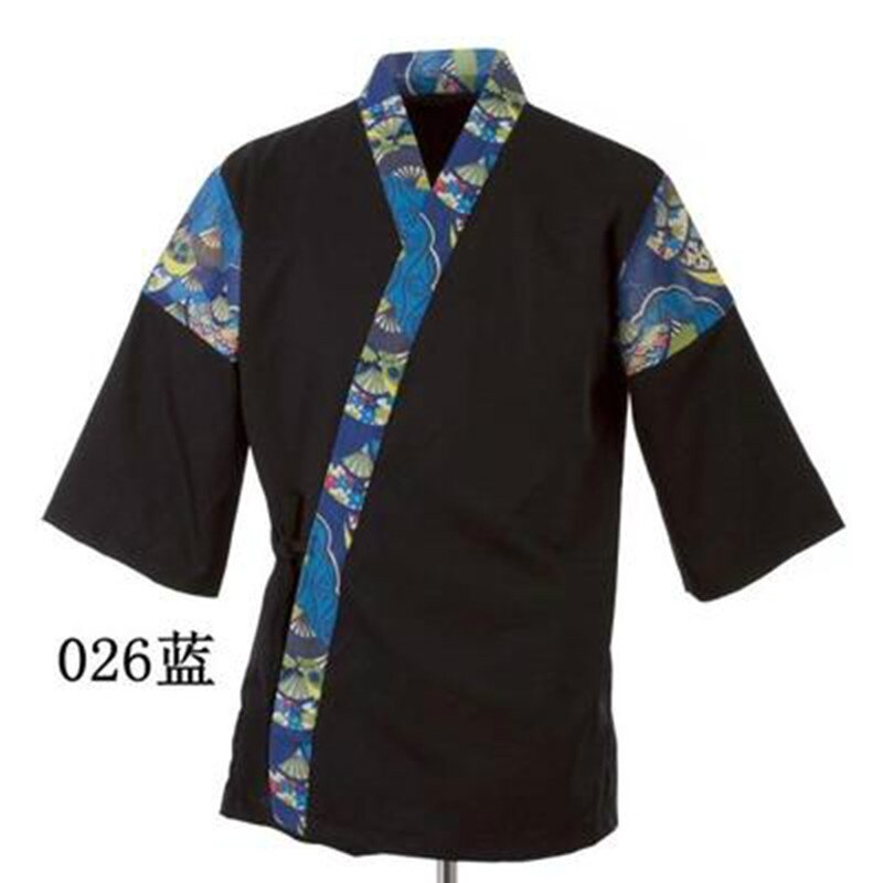 Cocina japonesa restaurante Sushi Chef uniformes manga corta Kimono ropa de trabajo servicio de comida cocina chaqueta monos Tops: 5 / XL