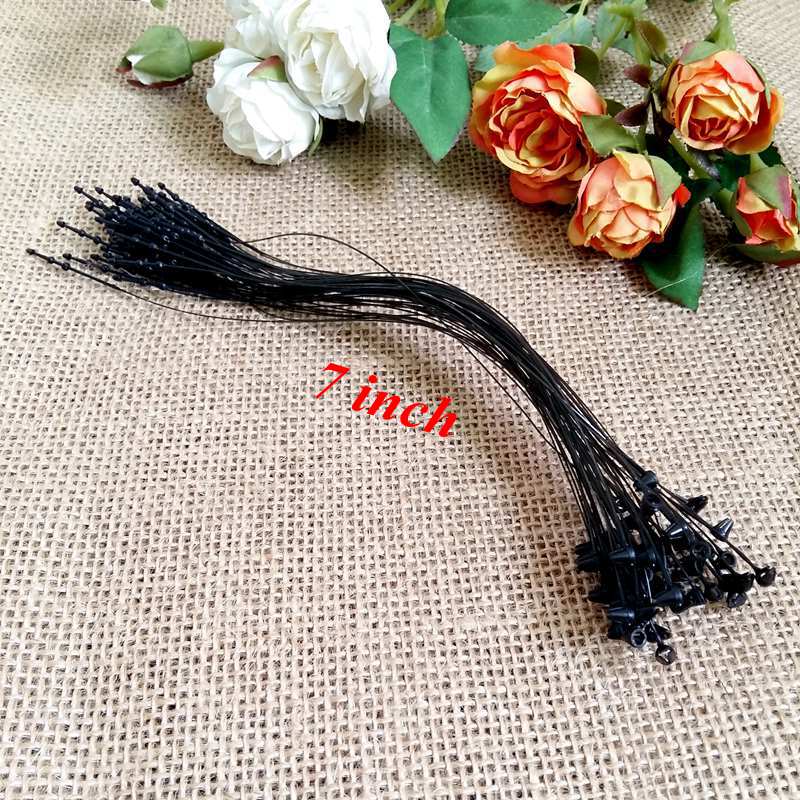 1000pcs/pack 3" 5" 7" black Garment Price Tag Barbs Security Loop snap Lock Plastic Tag Fastener Hang Ties: 7 inch