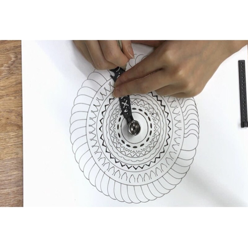 The Most Versatile Magcon Tool Drawing Curved Metallic Ruler Mini Compass Protractor Combo Patterns